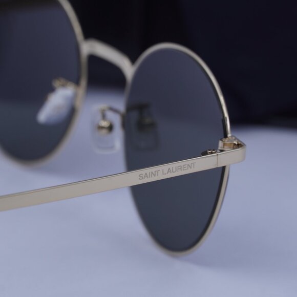 Saint Laurent SL250 SLIM 003 Round Sunglasses - Gold/Grey - Picture 5 of 11